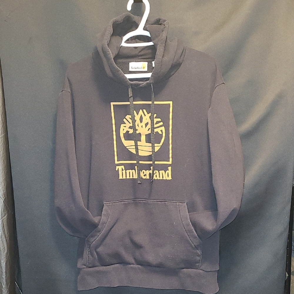 Timberland Men's Hoodie Core Tree Logo Long Sleeve Regular Fit Black and Gold